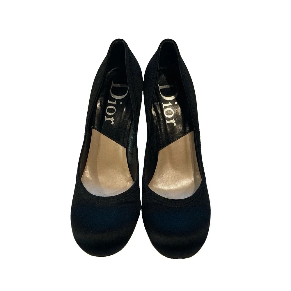 Women's Dior Black Y2K  Satin Ballerina Style Heels